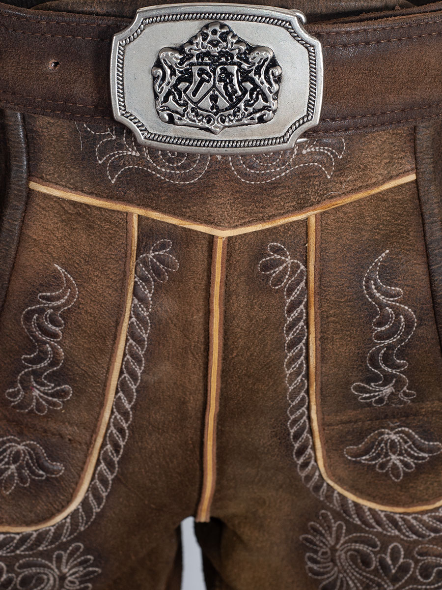 Hammerschmid Kurze Lederhose Passau, braun gewachst, mit Gürtel, Ziegenleder #6