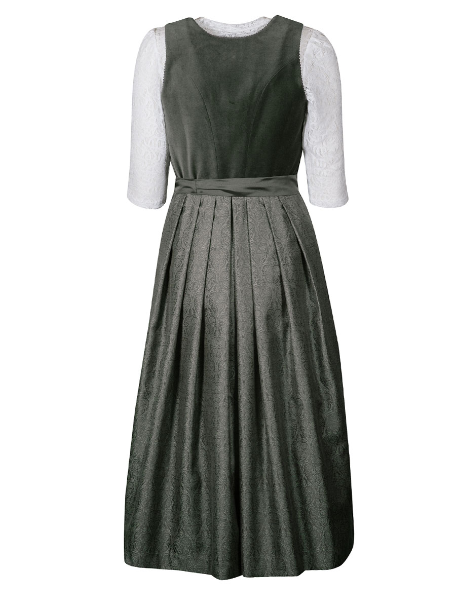 Wenger Dirndl Runa, Samtmieder, salbei, elegant, 80lg #3