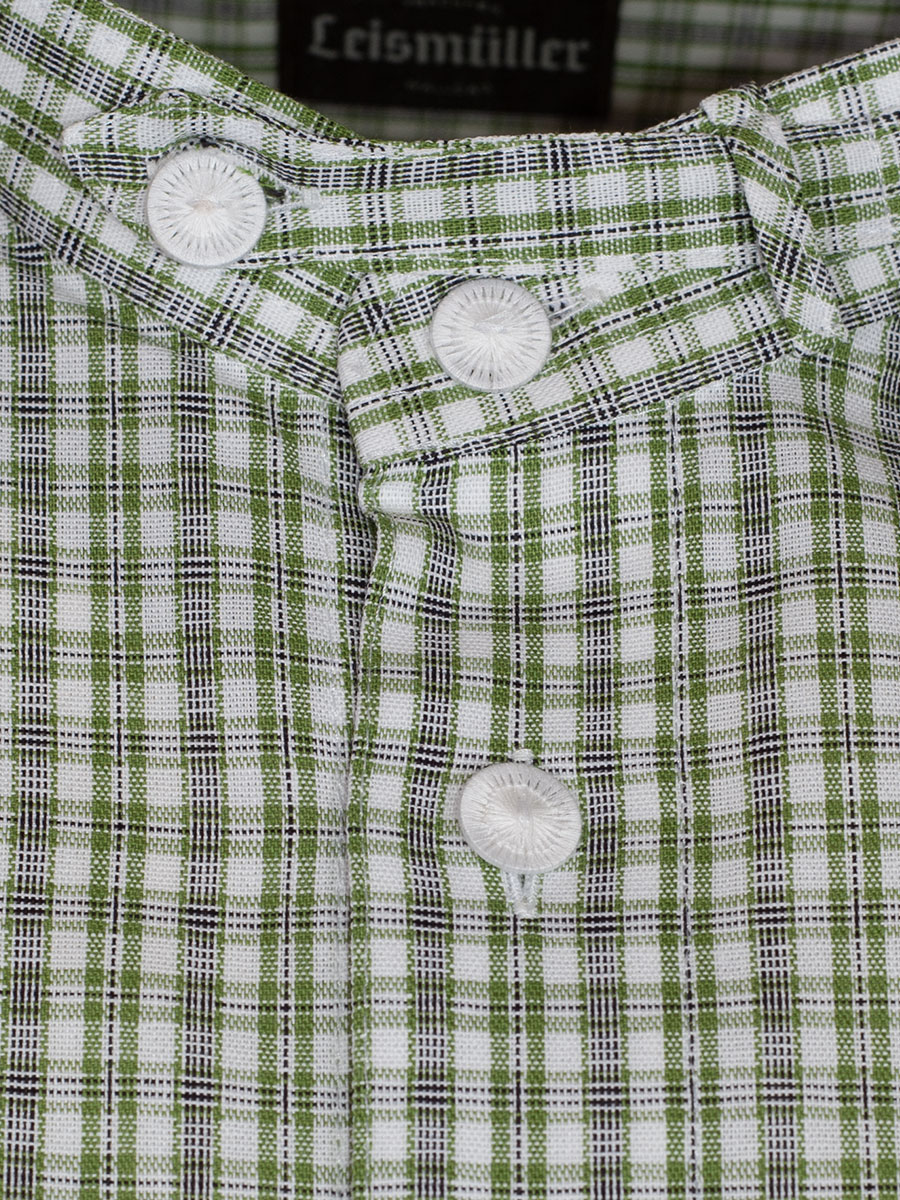 Arzberger Karohemd, grün-schwarz, Stehkragen, Pfoad, Wäscheknöpfe, Slim line #3