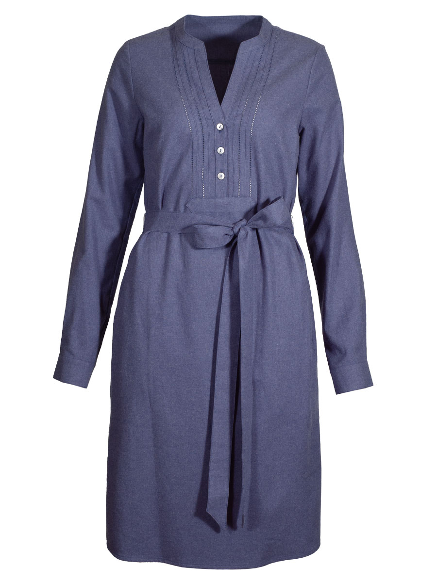 Waldorff Hemdkleid jeansblau, Flanell, Stoffgürtel Waldorff Hemdkleid jeansblau, Flanell, Stoffgürtel #1