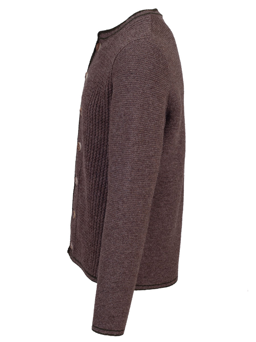 Strickjacke Dominik, mittelbraun, grüne Einfassung #2