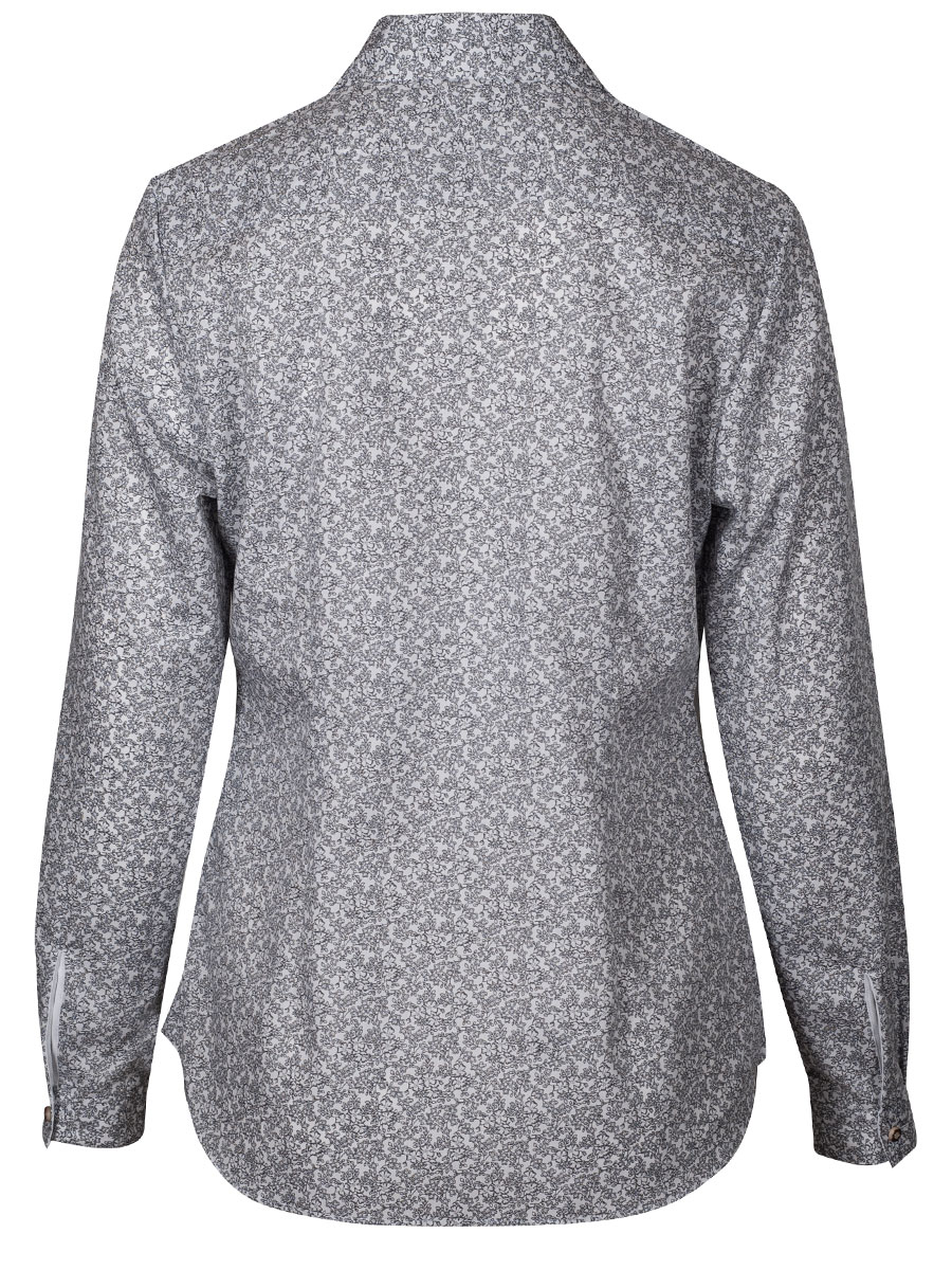 Arido Damenbluse Langarm, All-Over Print, grau #3