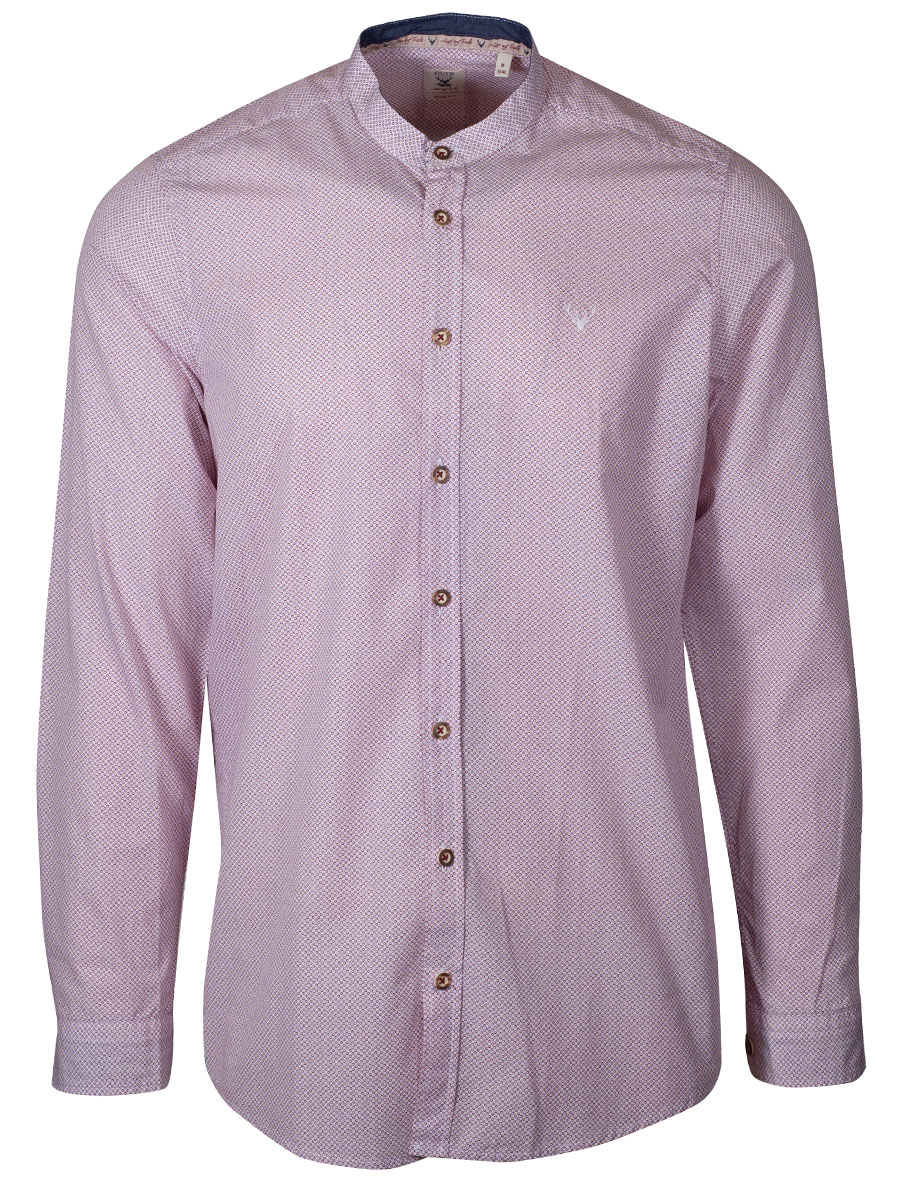 Hatico Herrenhemd, rot gemustert, Stehkragen, SlimFit, durchgeknöpft #1