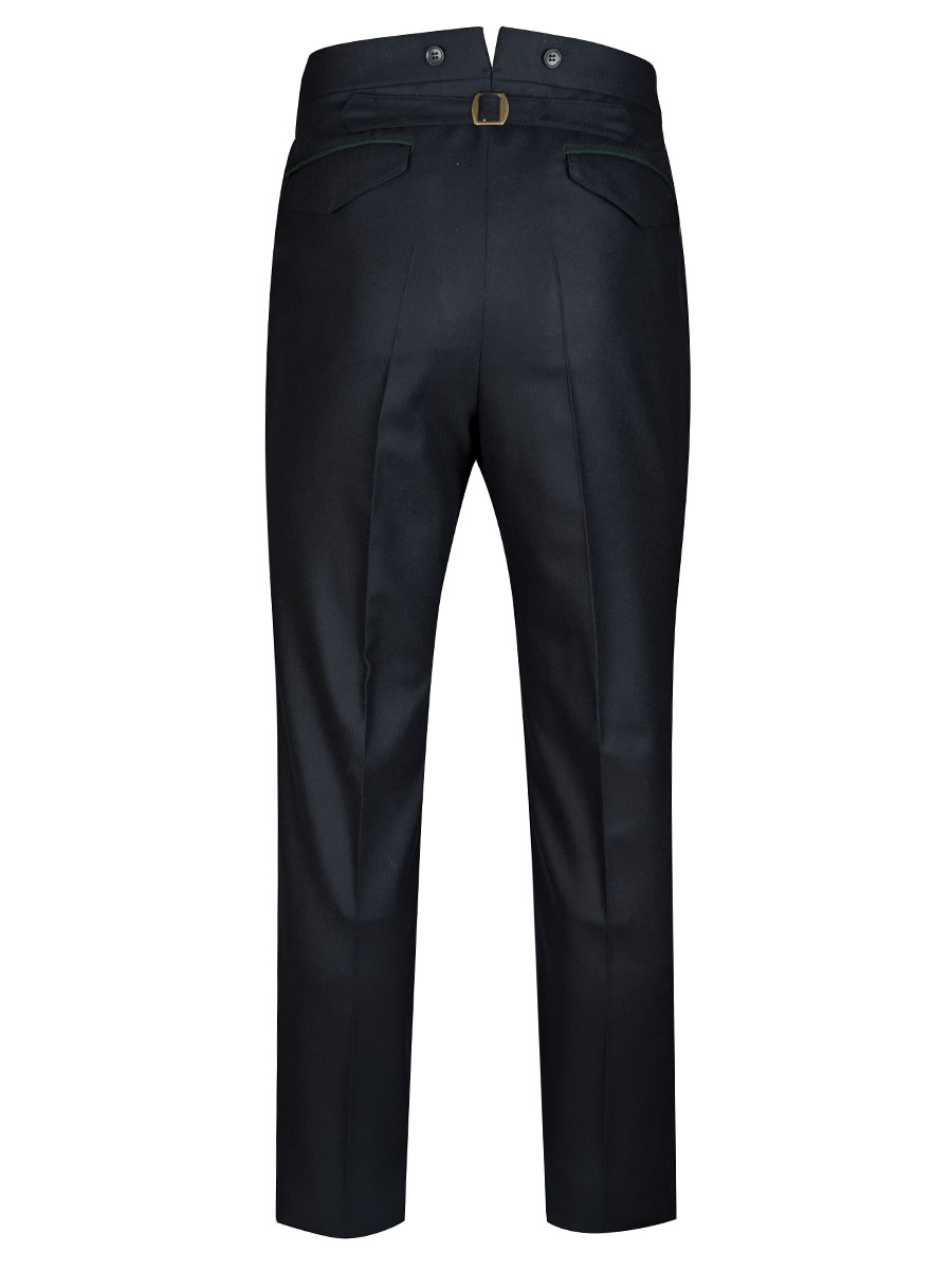 Viererspitz Herrenhose, Anzugshose, schwarz, grünes Paspol #3