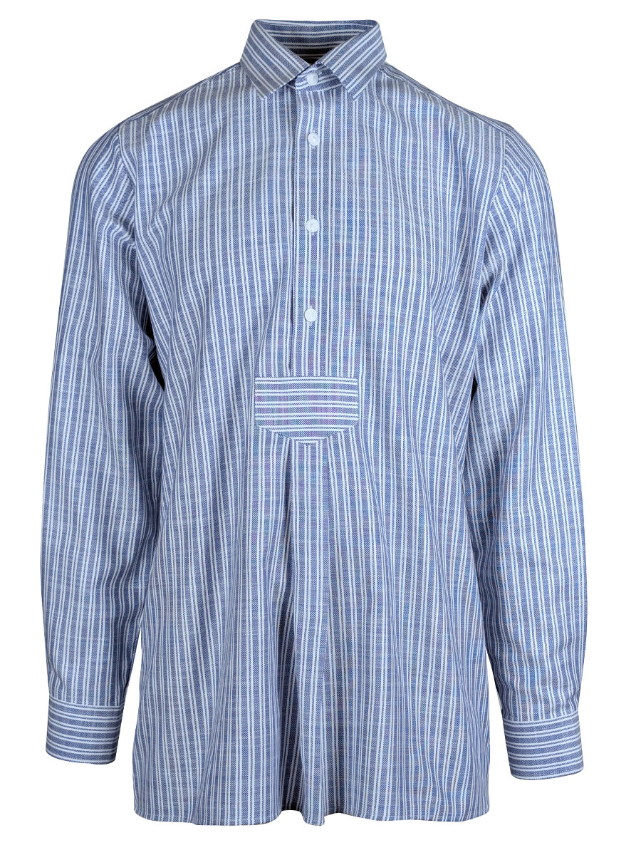Waldorff Trachtenhemd blau gestreift, Pfoad, Liegekragen #1
