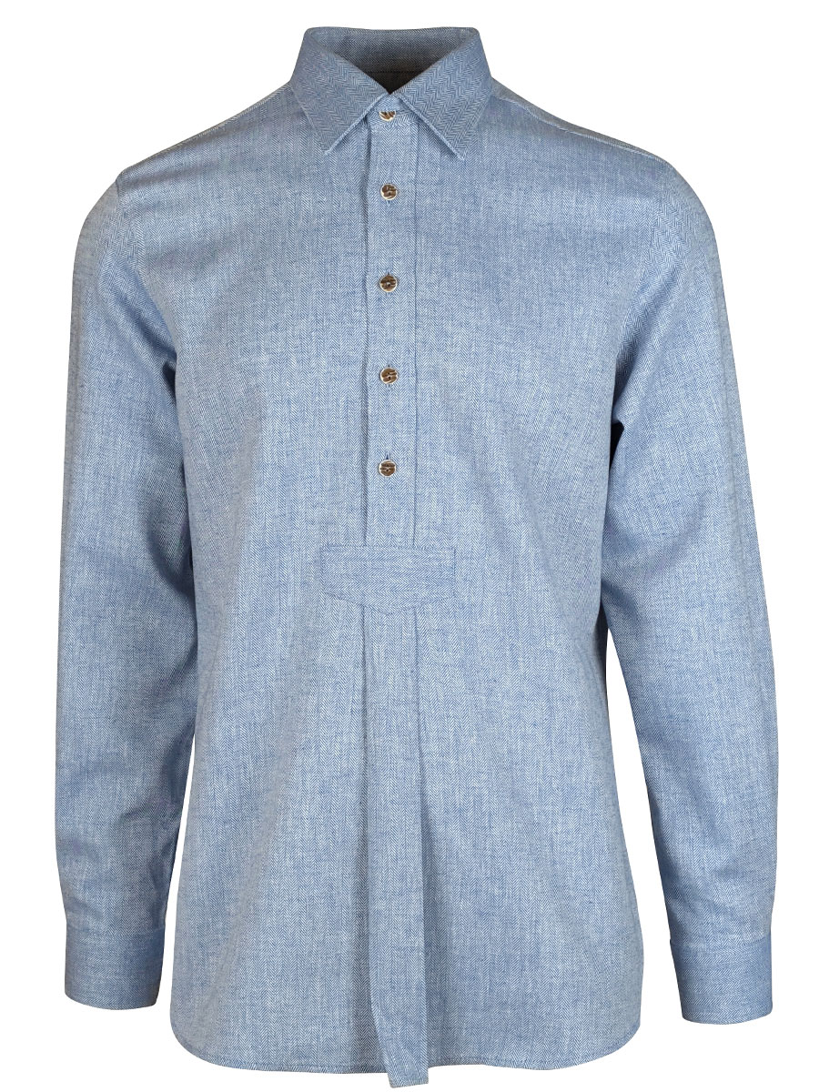 Arzberger Leinenhemd, blau, gestreift, Liegekragen, Pfoad #1