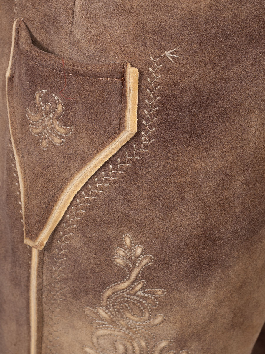 Weinbauer Kurze Lederhose Donau, Ziegenvelour, eiche #4