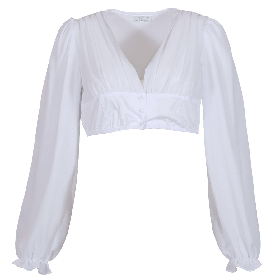 Waldorff Dirndlbluse Maxima weiß, luftig, lange offene Arme, Hochzeit #1