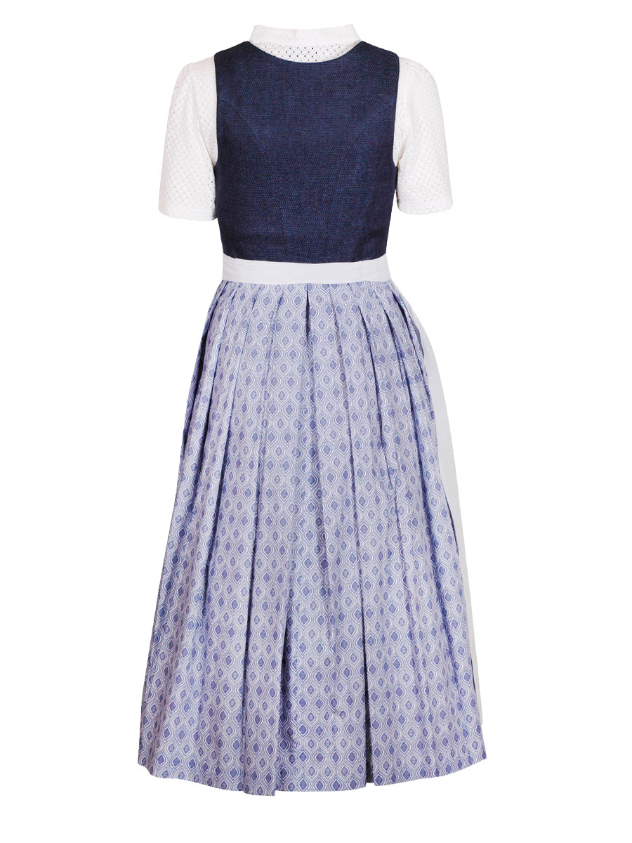 hausg'macht Dirndl Pillersee, blau, Leinen, hellblaue Schürze, 80cm #2