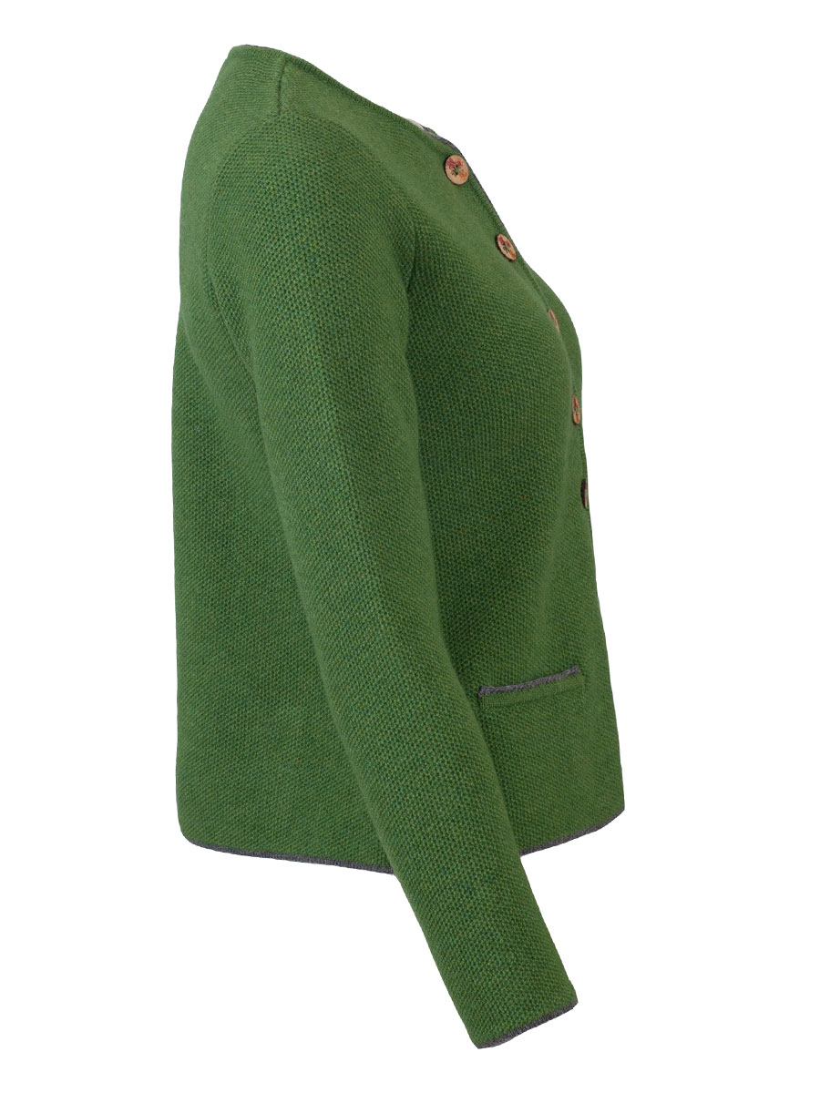 Astrifa Bischofswiesen Strickjacke, grün-grau, Rückenfalte #4