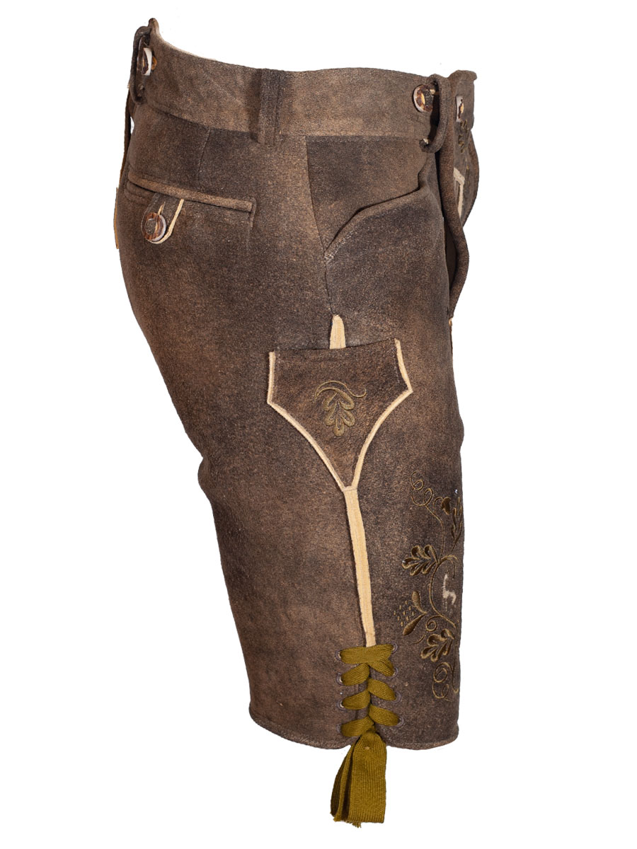 Kurze Lederhose Leogang, Hirsch sämisch, akazie, Blattstickerei, hochwertig #2