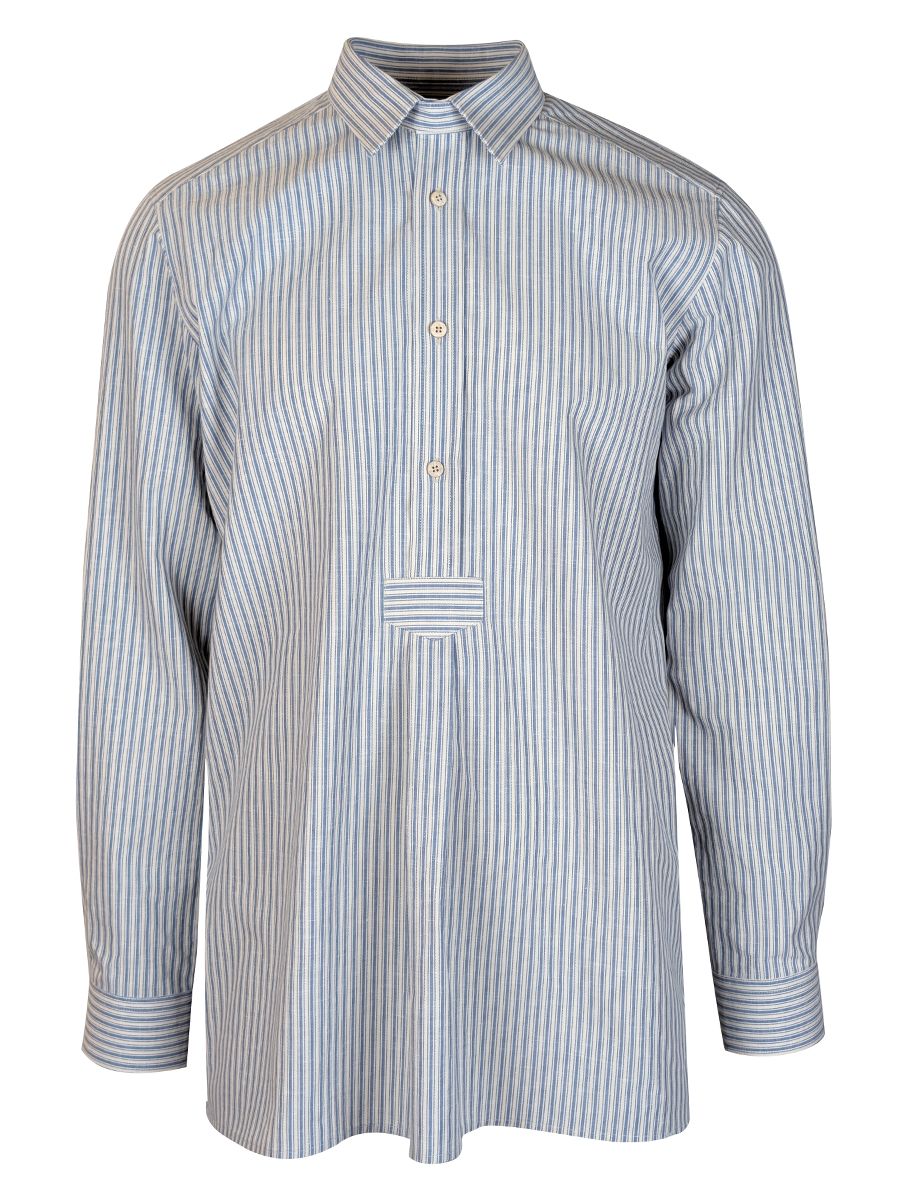 Waldorff Trachtenhemd hellblau-beige gestreift, Pfoad, Liegekragen, regluar fit #1