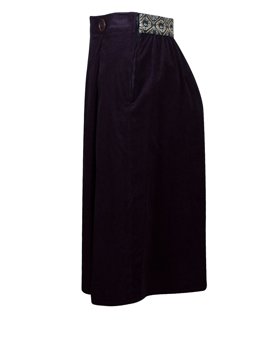 Feli und Hans Damenrock Raja, Cordoptik, marineblau, große Zierknöpfe #2