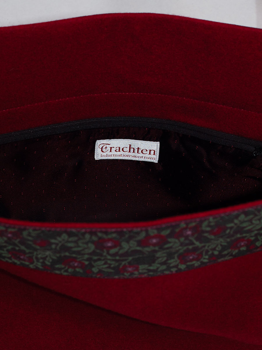 Bezirk Oberbayern Handtasche Zeger, rot, Rosenstick in grün-rot, Lederriemen #3