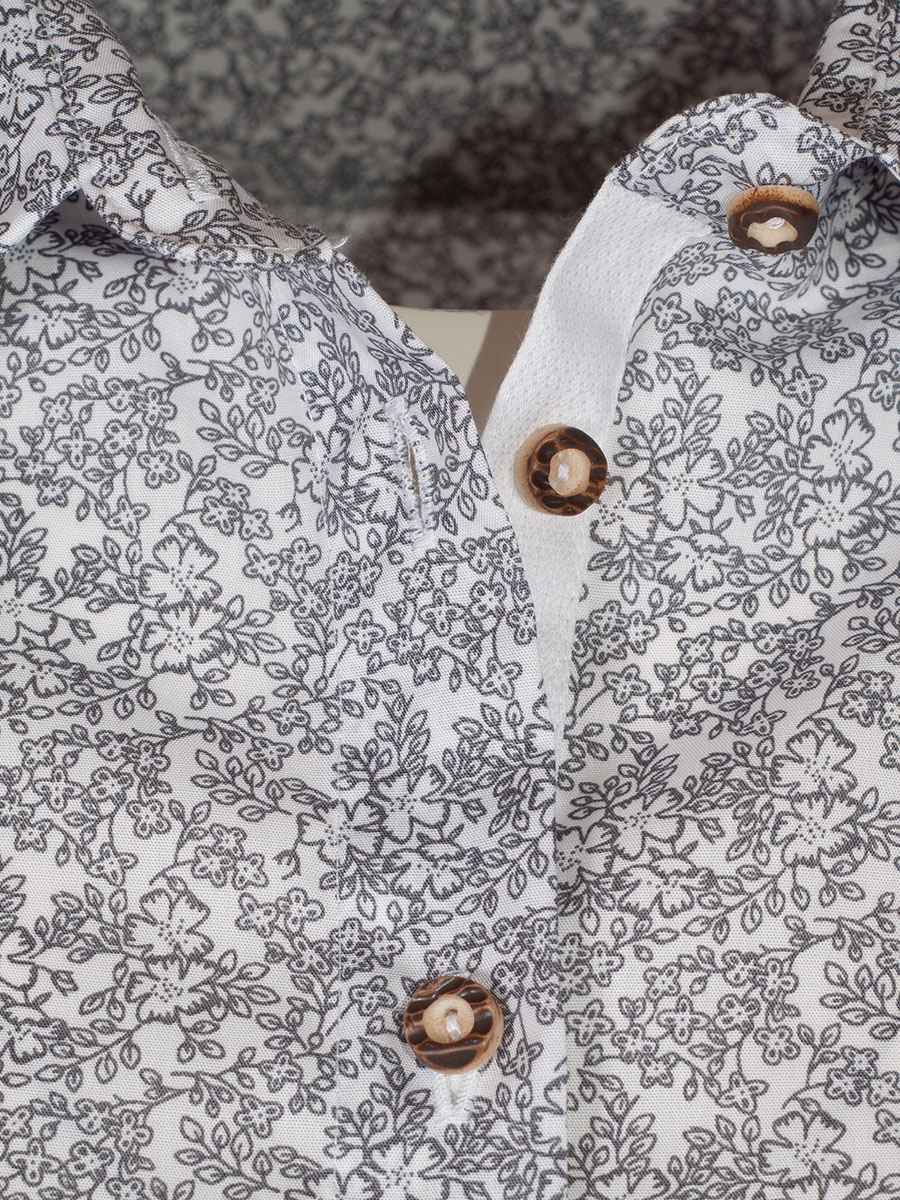 Arido Damenbluse Langarm, All-Over Print, grau #2
