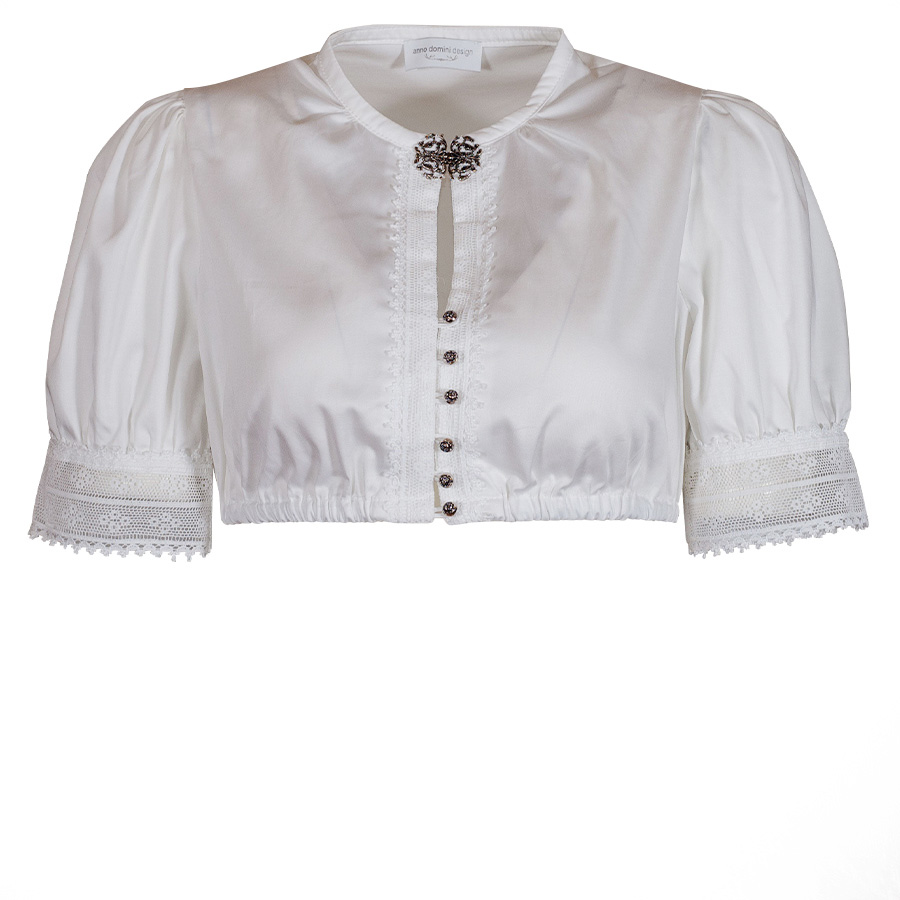 Anno Domini Design Dirndlbluse Indra, weiß, Spitze, hochgeschlossen, Schließe #1