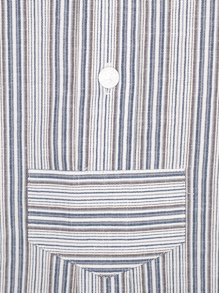 Waldorff Tachtenhemd blau-grau, gestreift, Liegekragen, Pfoad #2