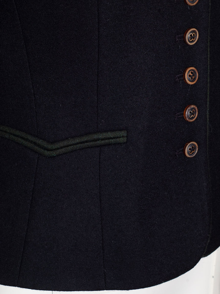 Bauer Lodenjanker schwarz, grünes Paspol #3