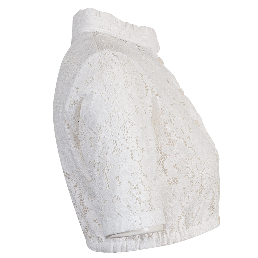 KINGA MATHE Dirndlbluse Gina, naturweiß, Spitze, hochgeschlossen, Kragen mit Rüschen #2