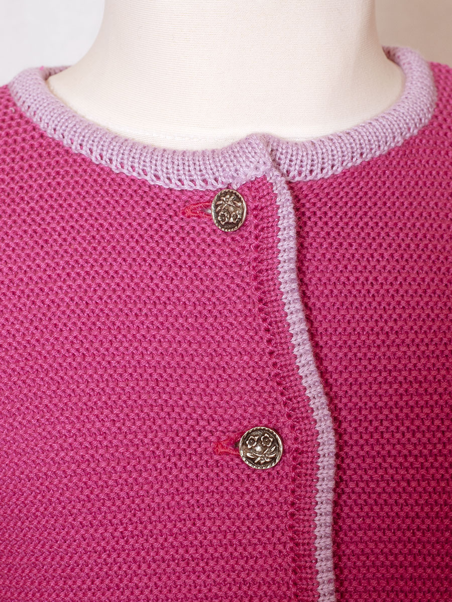 Ederer Kinder-Strickjacke himbeere, altrosa eingefasst, Mädchen #3