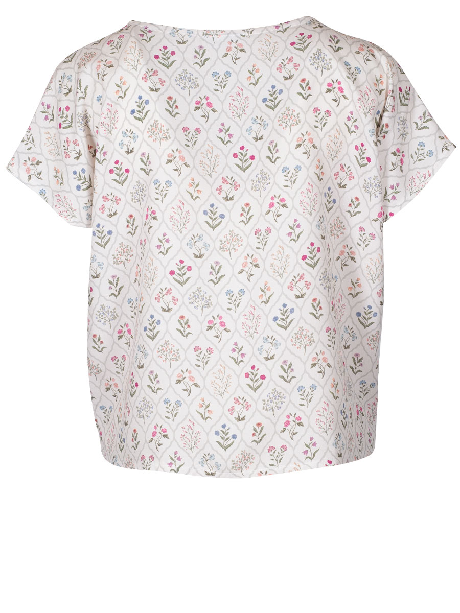 Feli und Hans Selma Sommerbluse, Kurzarm, Knotenoptik, ecrue, allover print #2