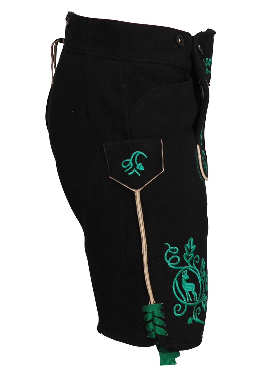 hausg´macht Lederhose Originaltracht, Schliersee, Handstick-Optik, Hirsch, dunkelgrün #2