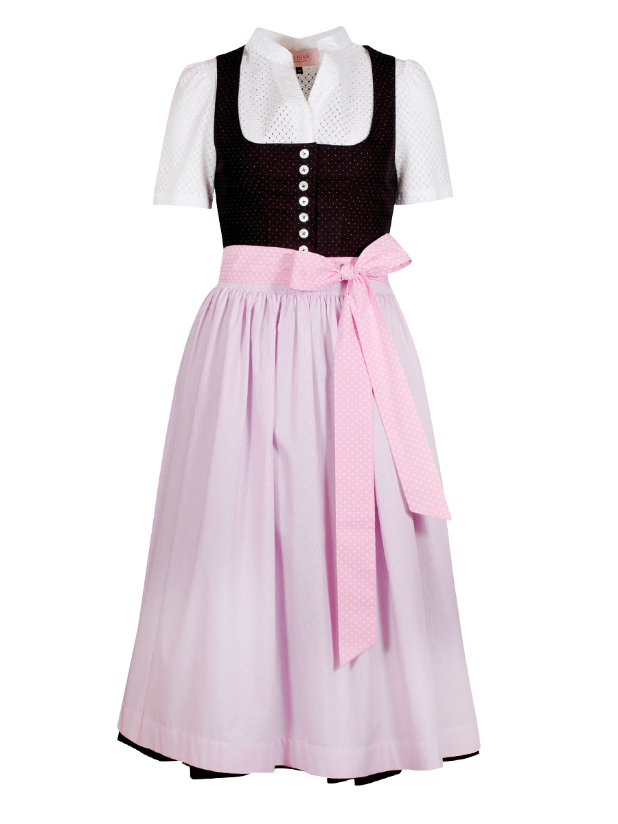 hausg'macht Dirndl Pillersee, schwarz, gemustert, rosa Schürze, 80cm #1