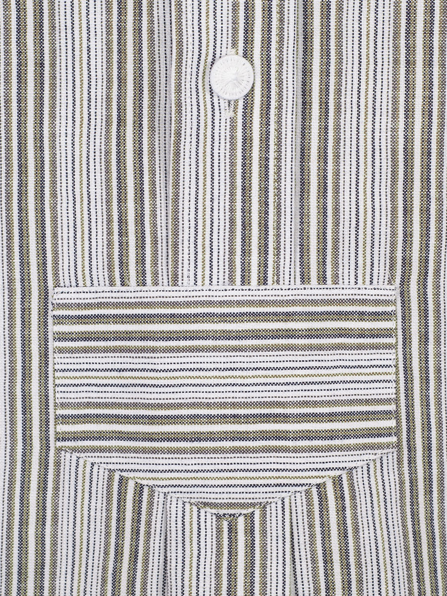 Waldorff Trachtenhemd oliv-blau, gestreift, Stehkragen, Pfoad #3
