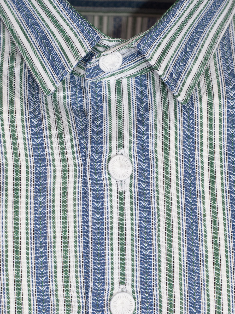 Arzberger Herrenhemd, blau-tanne, gestreift, Liegekragen, Pfoad #2