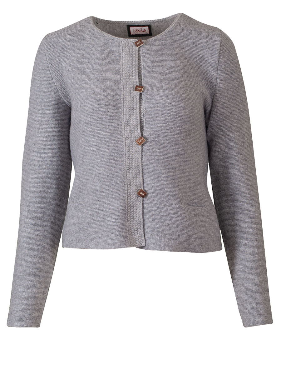 Heidi Strickjacke, hellgrau, eckige Hirschhornknöpfe Heidi Strickjacke, hellgrau, eckige Hirschhornknöpfe #1