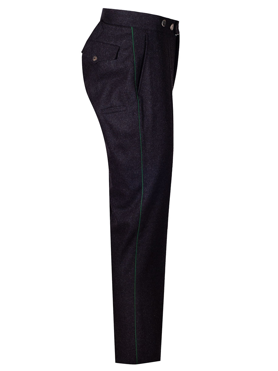 Kult Kluft Lodenhose Loisl, anthrazit, hellgrünes Seitenpaspol #3
