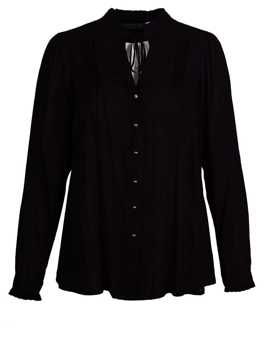 Country Line Damenbluse, schwarz, luftig, Rüschen #1