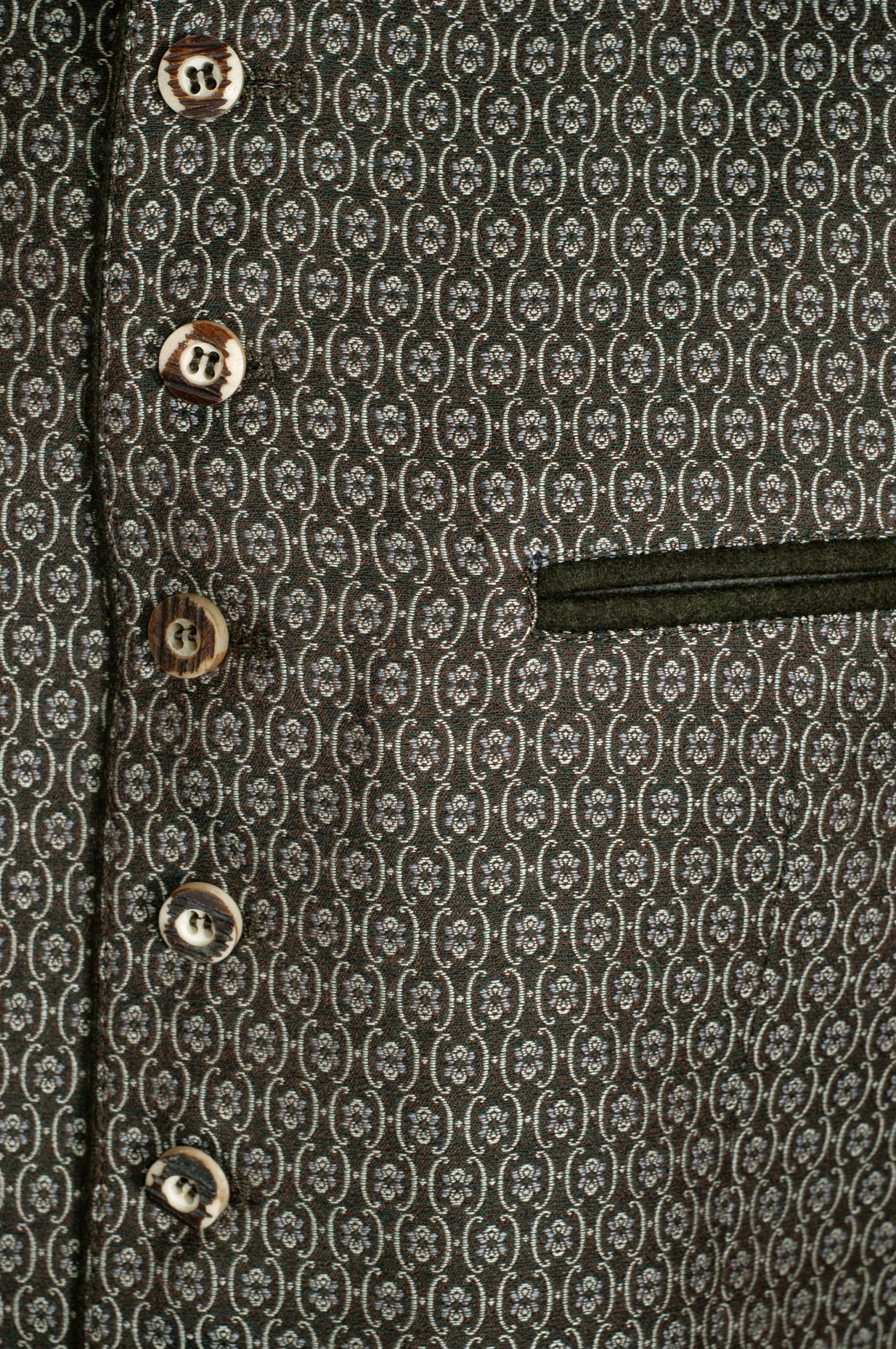 Schloß Orth Trachtenweste Bayreuth, oliv,  gemustert, SlimFIt #4