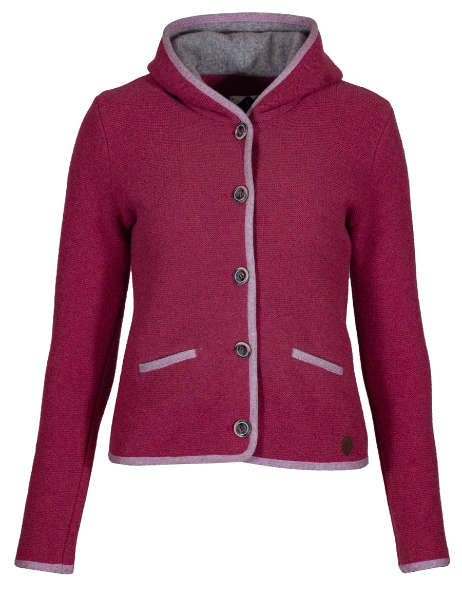 Stapf Strickjacke Malwine, clematis, rosa Abschlüsse, mit Kapuze #1