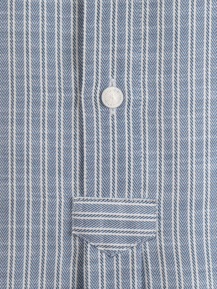 Arzberger Herrenhemd, blau-grau, gestreift, Liegekragen, Pfoad #4