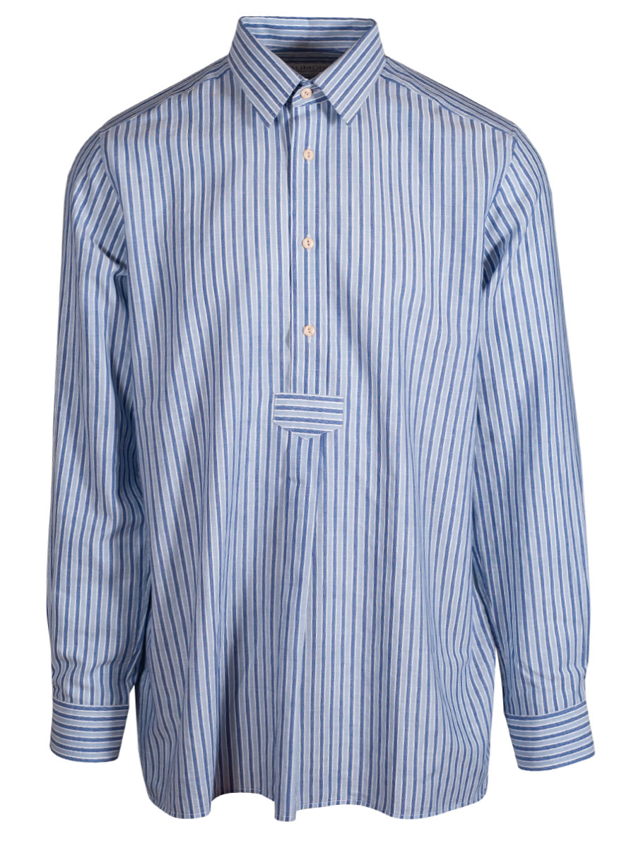 Waldorff Trachtenhemd, blau-hellblau, gestreift, Pfoad, Liegekragen #1