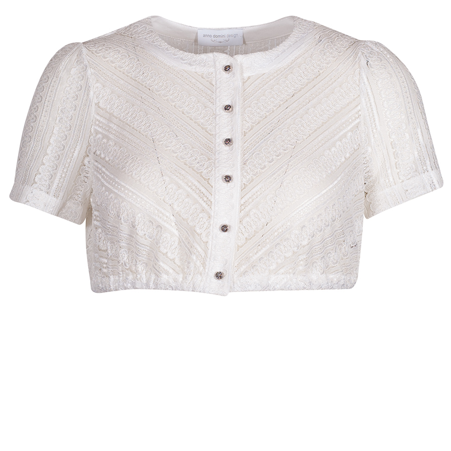 Anno Domini Design Dirndlbluse Agi, ecrue, Spitze, hochgeschlossen #1