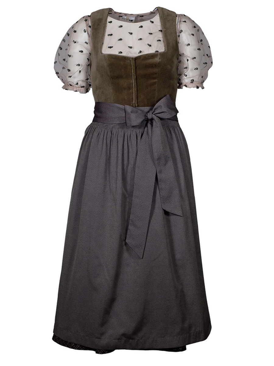 Kaiseralm Samtdirndl Tara, oliv, festlich, 80lg #1