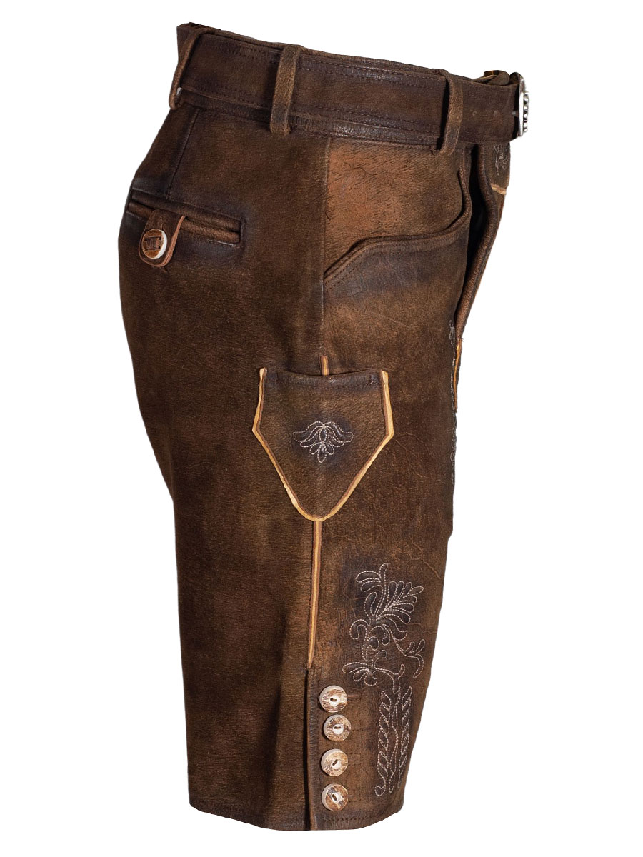 Hammerschmid Kurze Lederhose Passau, braun gewachst, mit Gürtel, Ziegenleder #2