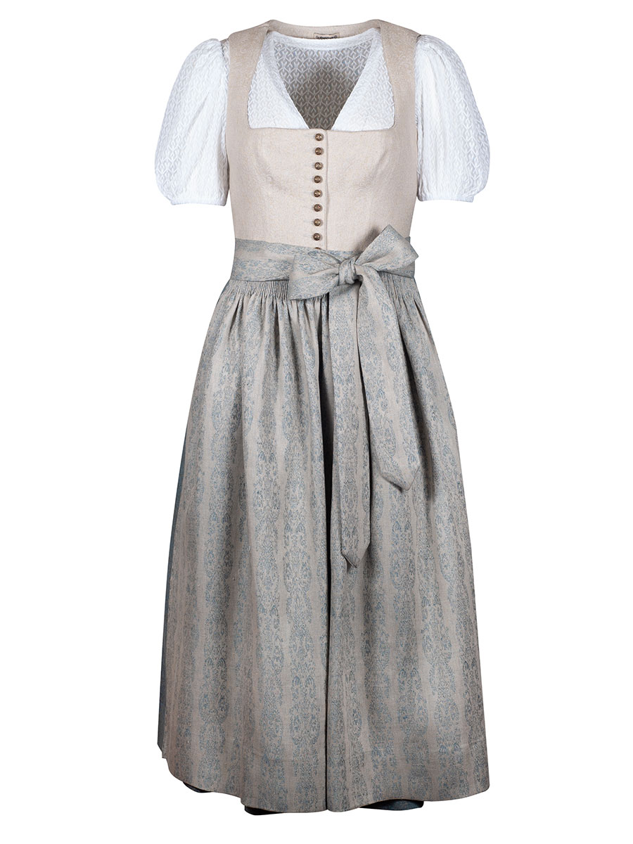 Gottseidank Leinendirndl Monika, perlmutt-cloudblue, hochwertig, festlich, 80cm #1