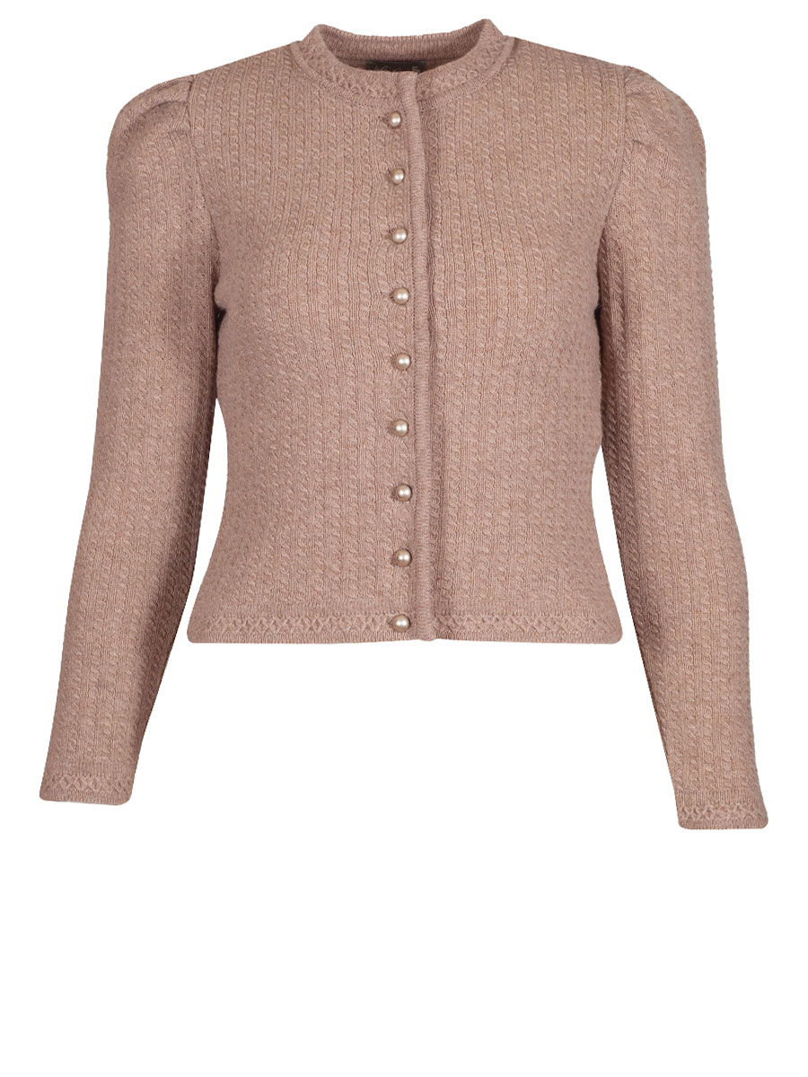 Huber Strickjacke Katharina, berber, Puffarme, Strickmuster #1