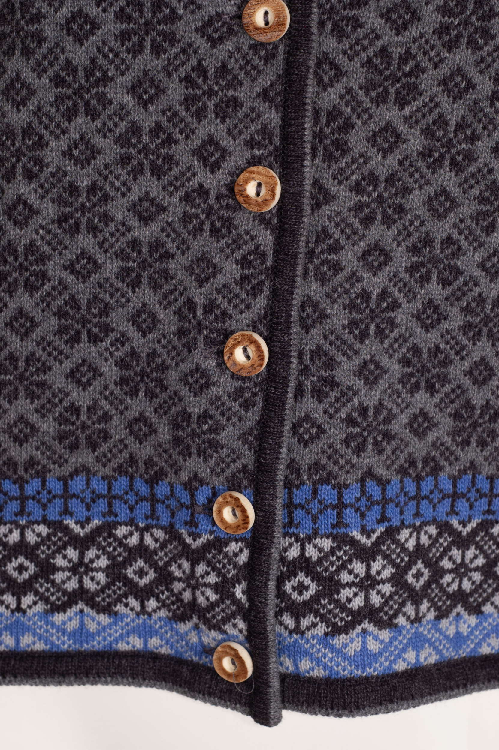 Huber Strickjacke Jutta, grau-blau, Norwegermuster #4