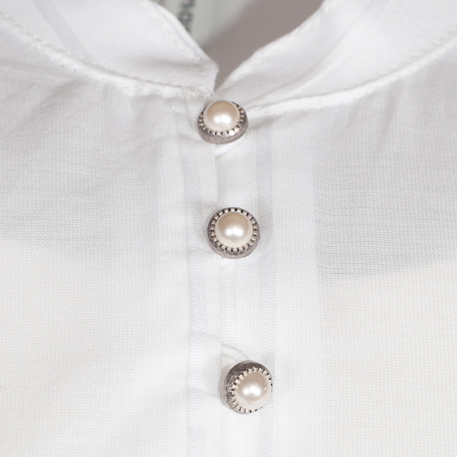Wallmann Dirndlbluse weiß, elegant, hochgeschlossen, Kragen, Stretchrücken #5