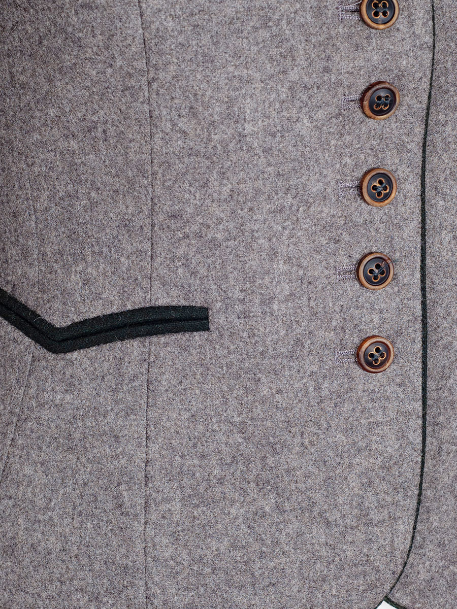 Bauer Lodenjanker grau, grünes Paspol #4