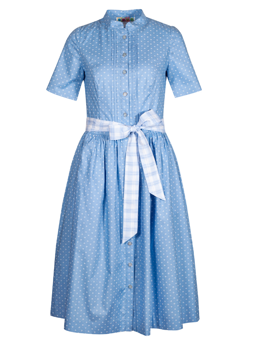 Berwin & Wolff Sommerkleid hellblau, Bindegürtel, geblümt #1