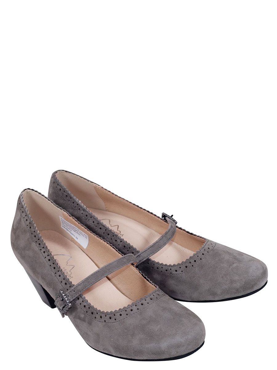 Hirschkogel Schuhe, Trachtenpumps, anthrazit, Wildleder, mit Schnalle #1