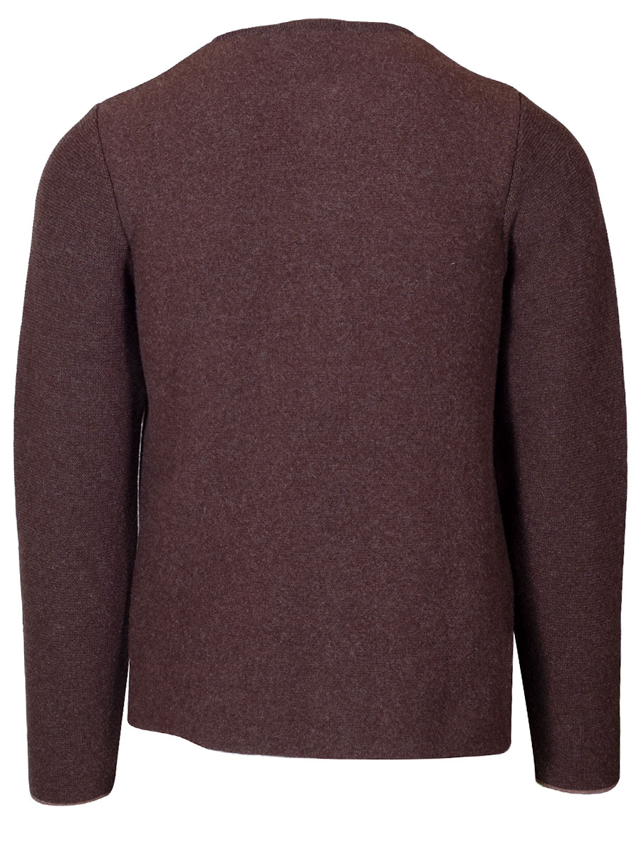 Huber Strickjanker Fred, braun, Einfassung in beige #3