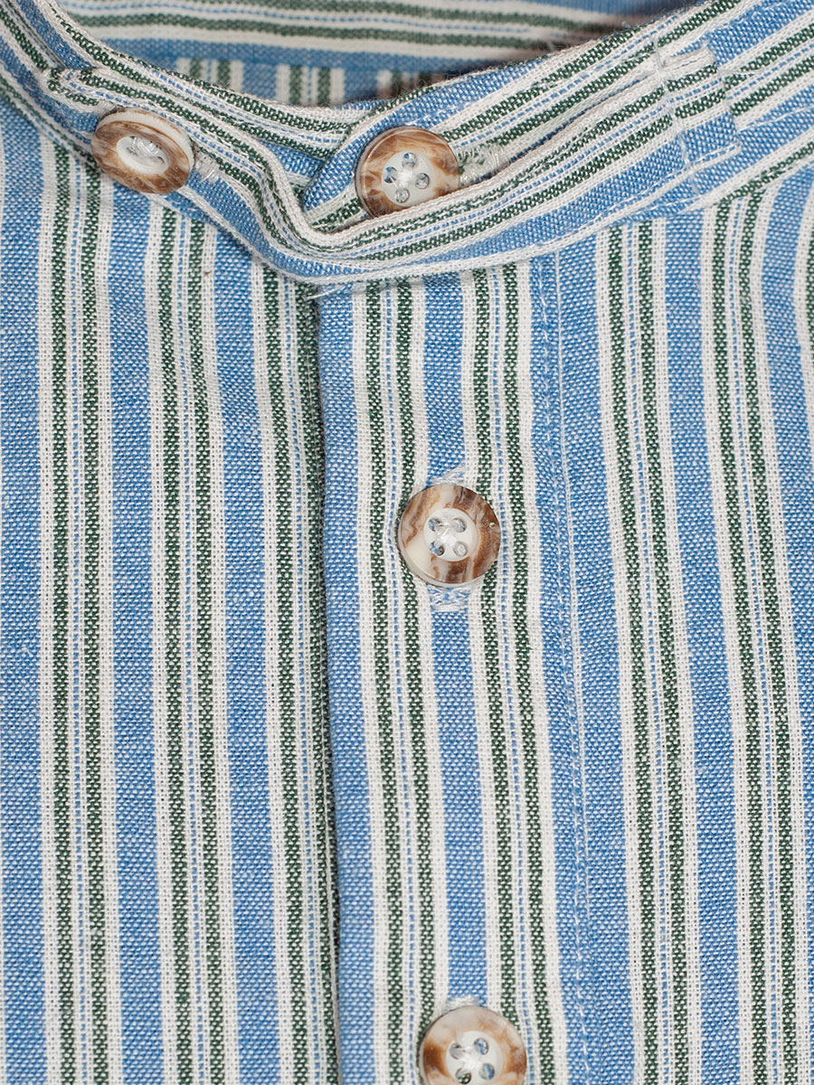 Hammerschmid Kinderhemd, blau-grün gestreift, Pfoad, Stehkragen #2