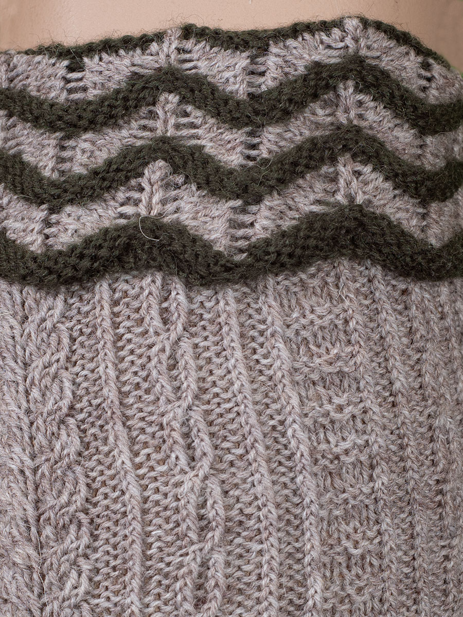 hausg'macht Umschlagstrumpf Werdenfels, hellbraun-lodengrün, handgefertigt #4