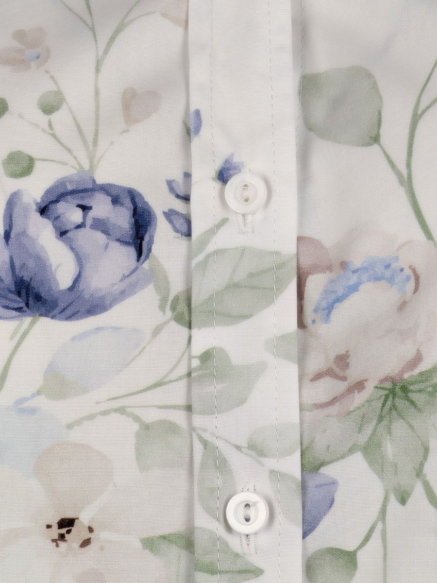 Anna Damenbluse Langarm, weiß, Blumenmuster #3